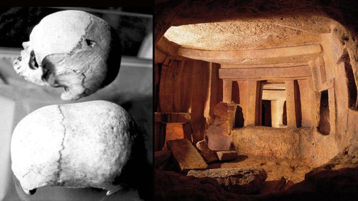 Aliens pré-históricos em Malta. Crânios alongados em um templo subterrâneo serão analisados
