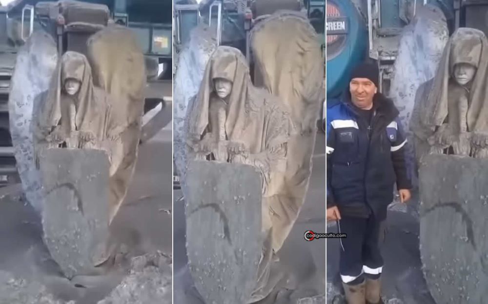 Mineiros da Sibéria encontram estranha “Estátua de um anjo” com escudo e&nbsp;espada