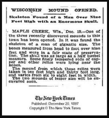Esqueletos gigantes encontrados en Wisconsin, fueron informados por The New York Times.