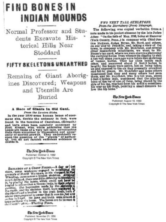 Esqueletos gigantes encontrados en Wisconsin, fueron informados por The New York Times